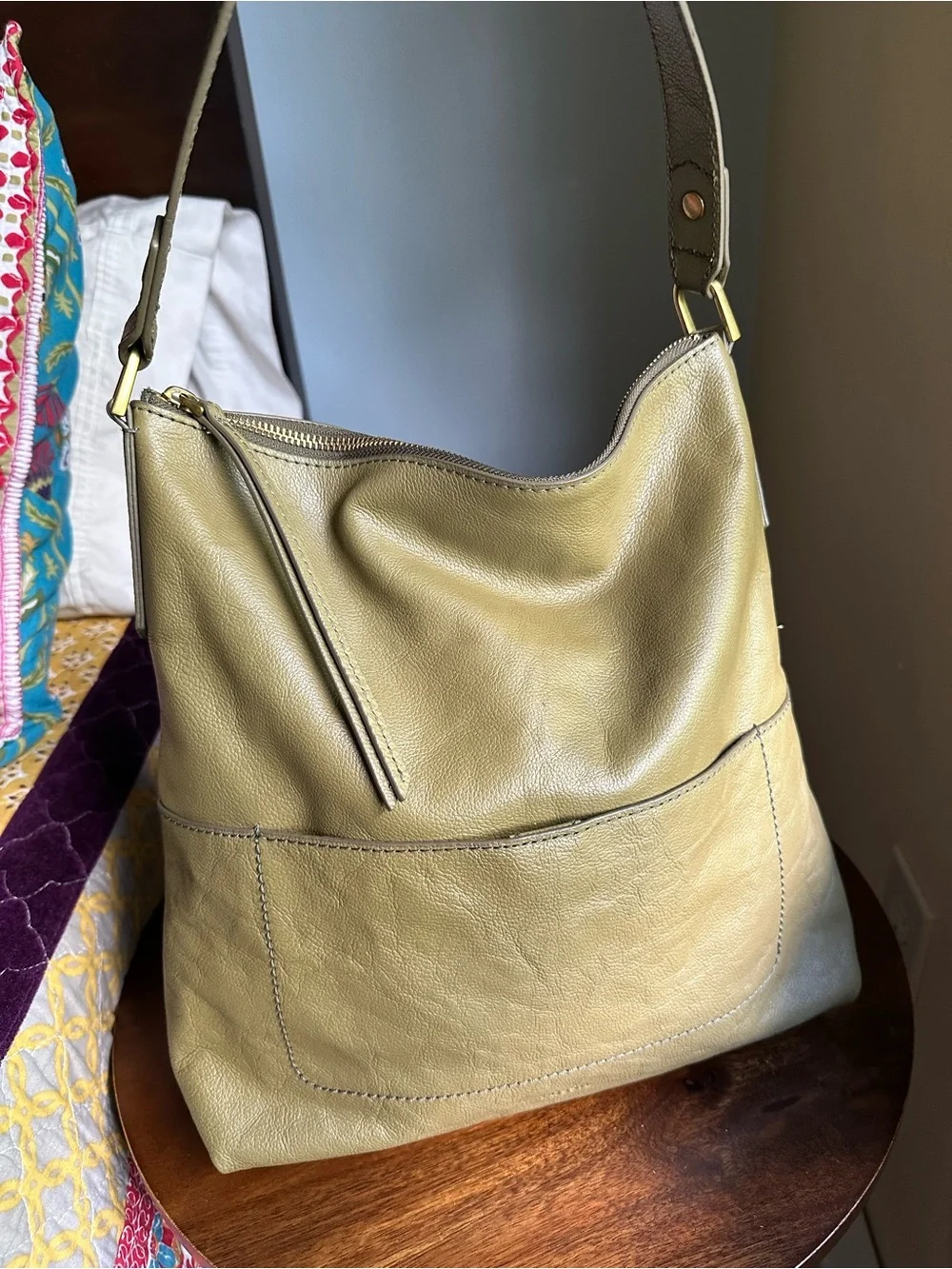 Fossil Amelia Hobo Bag Olive‎ Green Leather Shoulder Tote SHB1819
